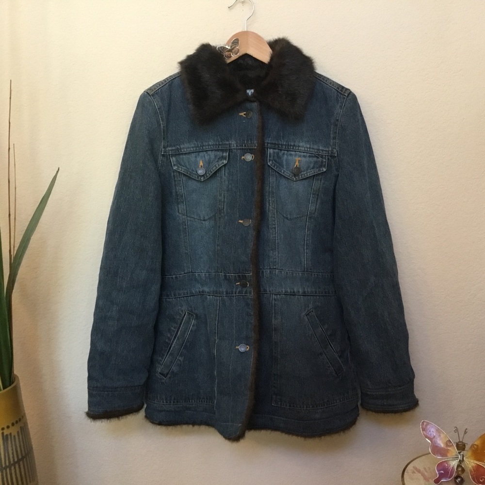 Marvin Richards Faux Fur Lined Denim Jacket Small